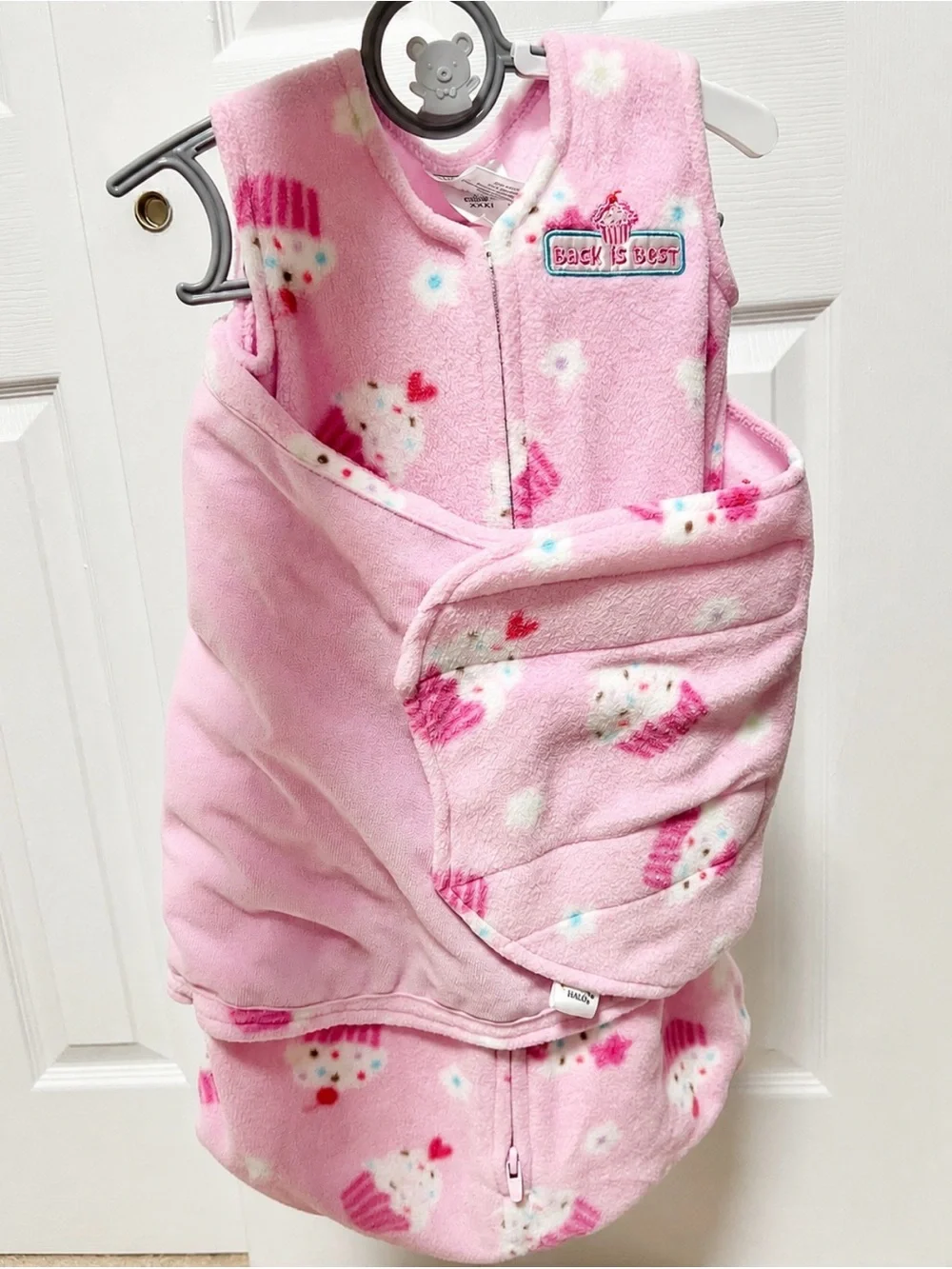 HALO SleepSack Swaddle Newborn 6-12 Lbs Pink Cupcake 3-in-1